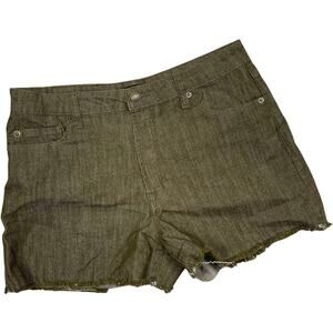 FRYE Jean Cut Off Shorts 12 Green Denim Raw Hem